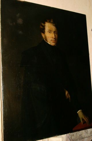 V/large 19th Century Regency Portrait Study Of A Gentleman Antique Oil Painting