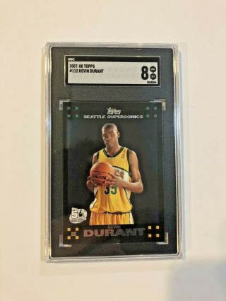2007 - 08 Topps Black Kevin Durant Rookie Rc 112 Graded Sgc 8 Near Mt - Sharp