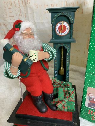 Holiday Creations Christmas Musical Light Santa By Grandfather Clock 1993 Vtg