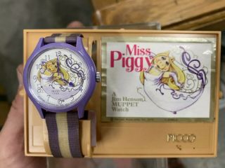 Miss Piggy Muppets Watch Vintage Picco 1979 W/ Box (w217)