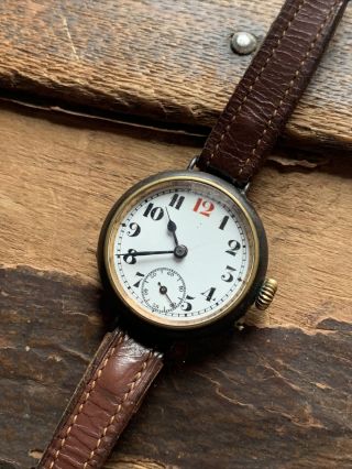 Wwi Military Trench Watch Swiss Made Runs - Military Watch - Red 12 - Runs