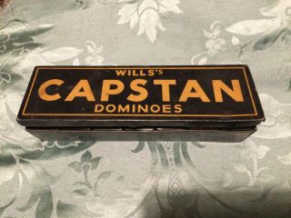 Vintage Wills’s Capstan Bakelite Dominoes.  Complete Set In Tin.  1930.