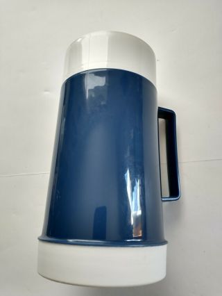 Vintage Thermos 10 Oz Food Or Soup Container Navy Blue White Hot Or Cold