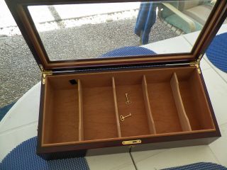 EASY VIEW 5 SECTION CHERRY TONE HUMIDOR W 2 KEYS 3