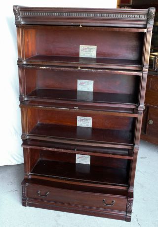 Antique Mahogany Bookcase leaded glass – Globe Wernicke Ideal - 4 High Stack up 2