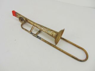 Vintage Metal Red Tip Trombone Kazoo From Del Rubio Triplets Estate