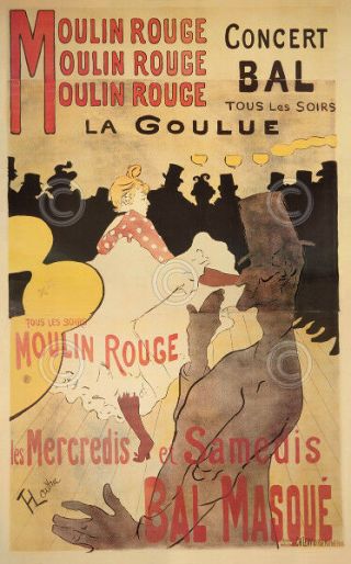 Moulin Rouge La Goulue Henri De Toulouse Lautrec Vintage Print Poster 19x13