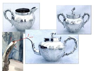 Antique Chinese export Sterling Silver Teas Set Splendid Decor 4