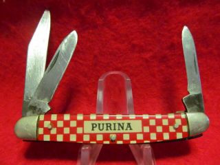 VINTAGE KUTMASTER PURINA CHOWS THREE BLADE FOLDING POCKET KNIFE 3