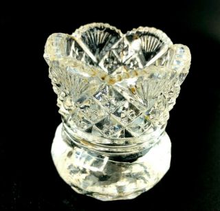 Vintage Cut Glass Crystal? Tooth Pick Holder Small Cup Heavy Weight Bottom