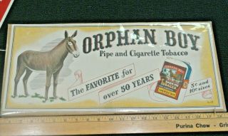 Rare Orphan Boy John Weisert Smoking Tobacco Paper Sign St Louis 20 " X 9 1/2 "