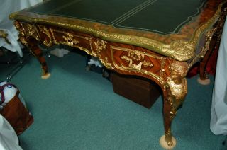 French Louis Xv Rococo Gilded Bronze Ormolu Bureau Plat Writing Table Desk