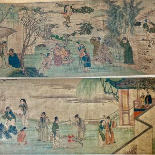 A Long Early 19th Century Qing Dynasty Chinese Painting On Silk