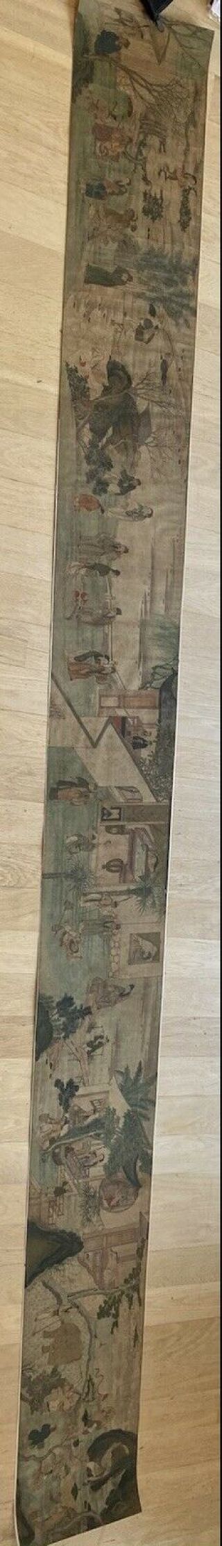 A long early 19th century Qing dynasty Chinese painting on silk 2