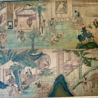 A long early 19th century Qing dynasty Chinese painting on silk 3