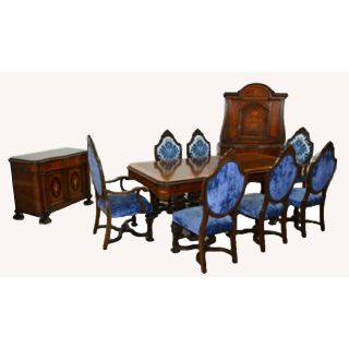 European Early 20th C Inlaid Dining Suite With Carved Details 7783