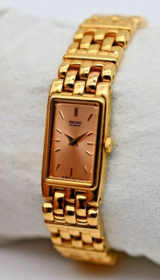 Women ' s Vintage SEIKO Gold Tone Bracelet Watch,  Rose Gold Dial,  Quartz 2E20 - 6951 2