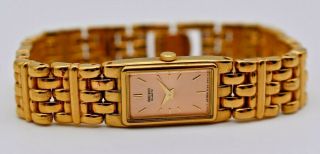 Women ' s Vintage SEIKO Gold Tone Bracelet Watch,  Rose Gold Dial,  Quartz 2E20 - 6951 3