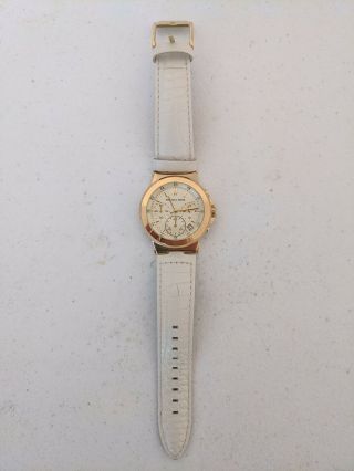 Michael Kors Cream,  White Croc Leather,  Gold Tone,  Chronograph,  Date Watch - Mk5224