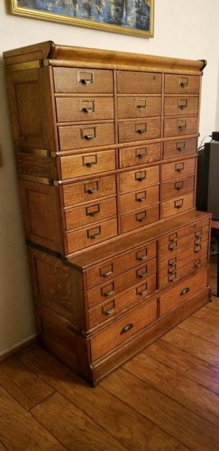 Antique 32 - Drawer Globe - Wernicke Mission Oak File Map Barrister Stacking Cabinet