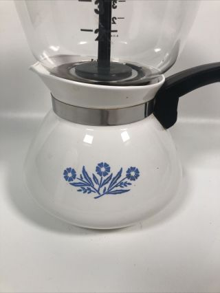 Vintage Corning Ware Blue Cornflower Drip O Lator P - 114 - U,  6 Cup Coffee Tea Pot 3