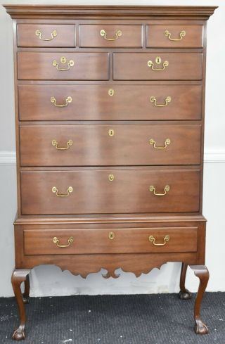 Kittinger Colonial Williamsburg Cw - 153 Claw Foot Mahogany Chippendale Highboy