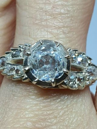 Antique Georgian - Victorian 2ct Old European Cut Diamond Gold 14k Ring 19th C