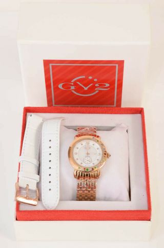 Gv2 By Gevril Marsala Rose Gold - Tone Diamond Round Ladies Wrist Watch $2595