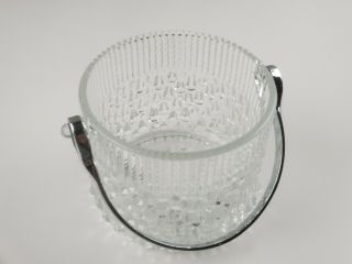 Vintage Teleflora France glass ice bucket with silverplated handle 3