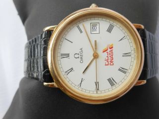 Rare Slim Vintage Swiss Made Mid Size Omega De Ville Gp Quartz Mens Wristwatch