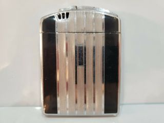 Rare Antique Ronson Twentycase Cigarette Case Lighter / Enamel & Silver