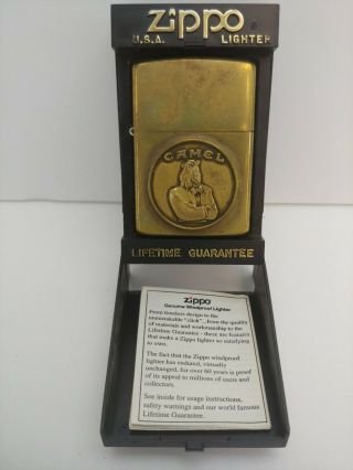 Vintage 1932 - 1992 Zippo Camel Beast Emblem Medallion Solid Brass Lighter