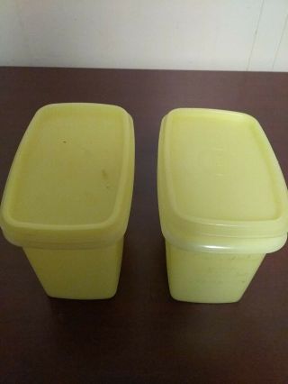Vintage Tupperware 2 Tall Rectangle Container 1243 - 1 & Lids 1244 - 4 5 X 4.  5 X 3 "