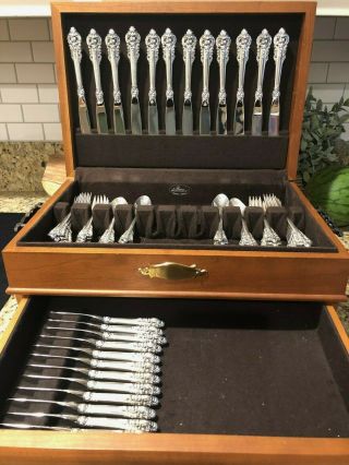 Wallace Grand Baroque Sterling Silver Flatware 72 Piece Set For 12.