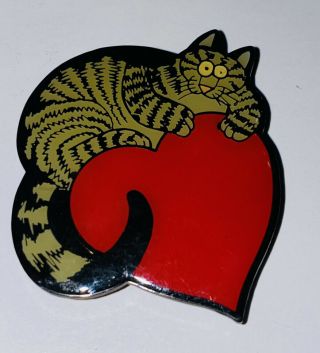 B.  Kliban Cat On Heart Vtg Refrigerator Fridge Metal Magnet