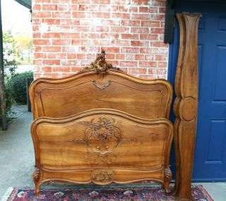 French Antique Carved Walnut Louis Xv Full Size Bed | Bedroom Furniture