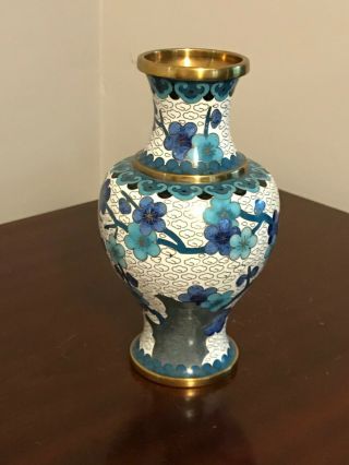 Vintage Jingfa Chinese Cloisonne Brass Enamel Vase,  6 1/2 "