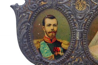Antique picture Frame with Portraits Nicholas II of Russia and Empress Alexandra 3
