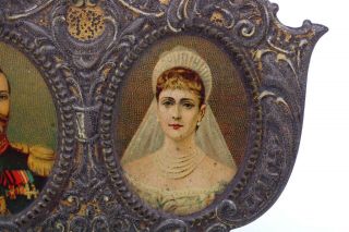 Antique picture Frame with Portraits Nicholas II of Russia and Empress Alexandra 4