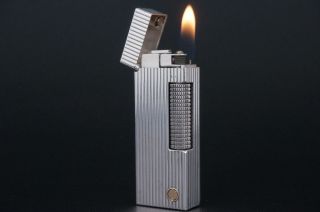 Dunhill Rollagas Lighter Rl1302 Fine Lines Silver Plated L60