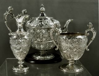 English Sterling Tea Set 1872 Cellini Design