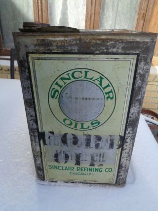 Vintage Antique Old Sinclair " Ford " Motor Oil 5 Gallon Square Can