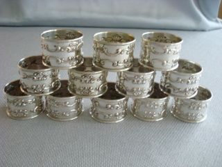 Gorham Strasbourg Sterling Silver Set Of 12 Napkin Rings 1150 Repousse Beauty