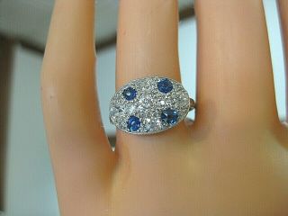 Exceptional Antique Art Deco Sapphire And Diamond Platinum Oval Ring