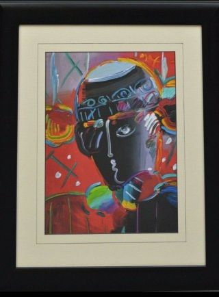 Peter Max Abstract Of A Man’s Head Mixed Media 22” X 25” Framed Make Offer