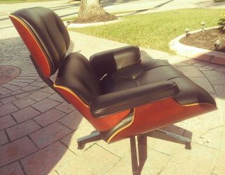 Authentic Eames For Herman Miller 670 Lounge Chair 50th Ed Cherry Black Leather
