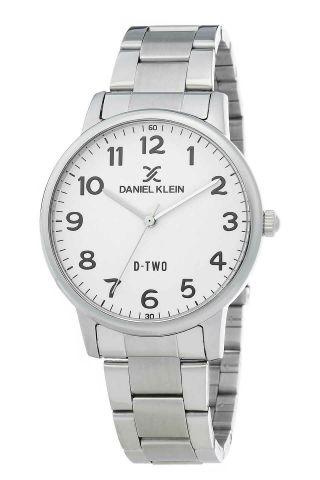Daniel Klein 42mm Analog Mens Quartz Large Easy Read Numbers Silver Tone Watch