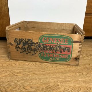 Vtg Beer Crate Carrier Genesee 12 Horse Ale Wooden 19 By 12 By 9 No Lid