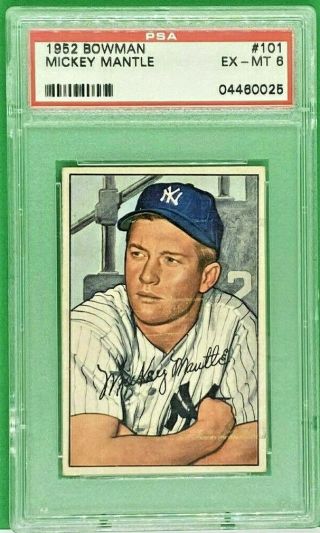 1952 Bowman Mickey Mantle 101 Psa 6 Ex - Mt 04460025 Great Centering Yankees Hof