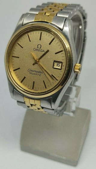 Omega Seamaster QUARTZ cal.  1342 watch special golden dial Vintage Rare 2